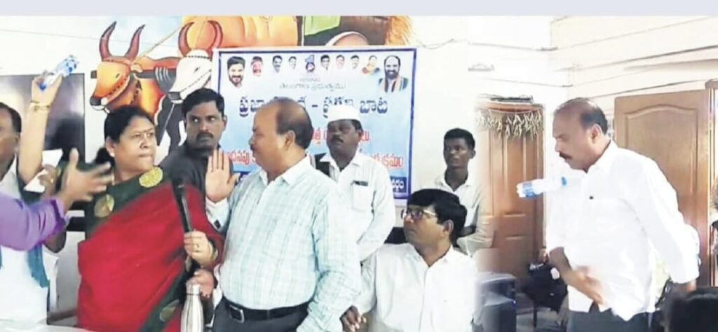 కాంగ్రెస్ నేతపై వాటర్ బాటిళ్లు విసిరేసిన బిఆర్ఎస్ ఎమ్మెల్యే